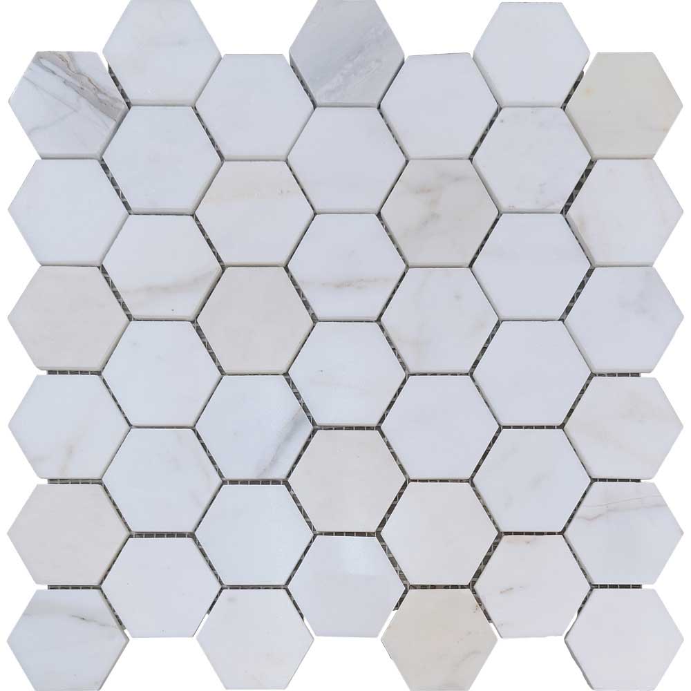 2 x 2 Calacatta Gold Hexagon Polished Marble