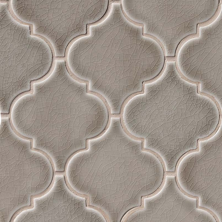 Ceramic Mosaic sheet tile in Dove Gray Arabesque