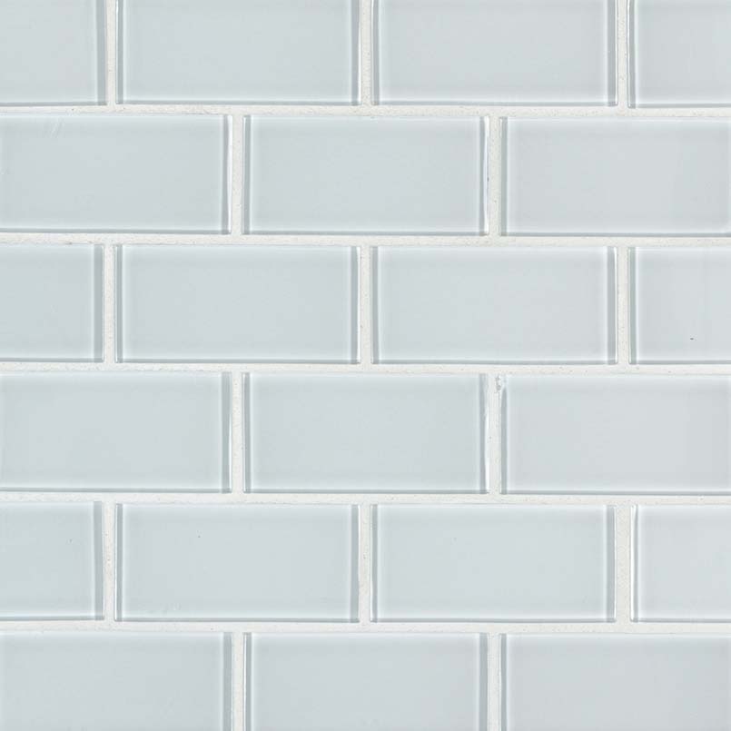 Glass Mosaic sheet tile in Ice 2x4 Subway