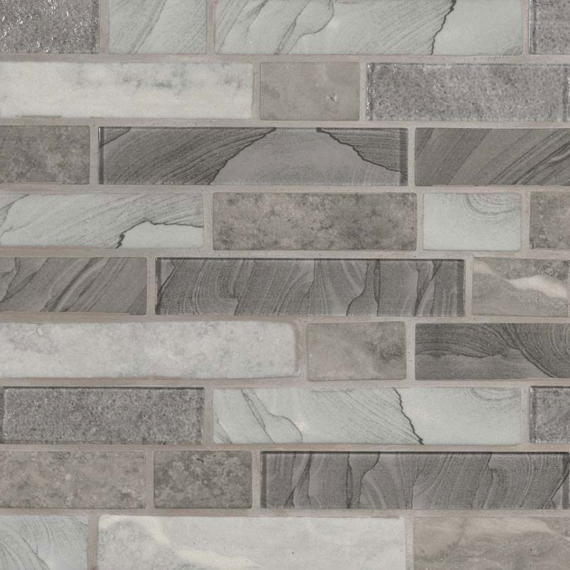 Recycled Glass Mosaic sheet tile in Tarvos Interlocking