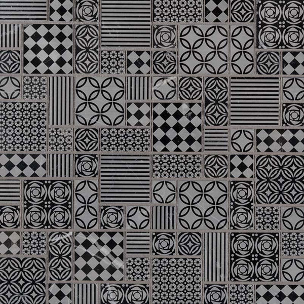 Marble Mosaic sheet tile in Tetris Nero Mosaic