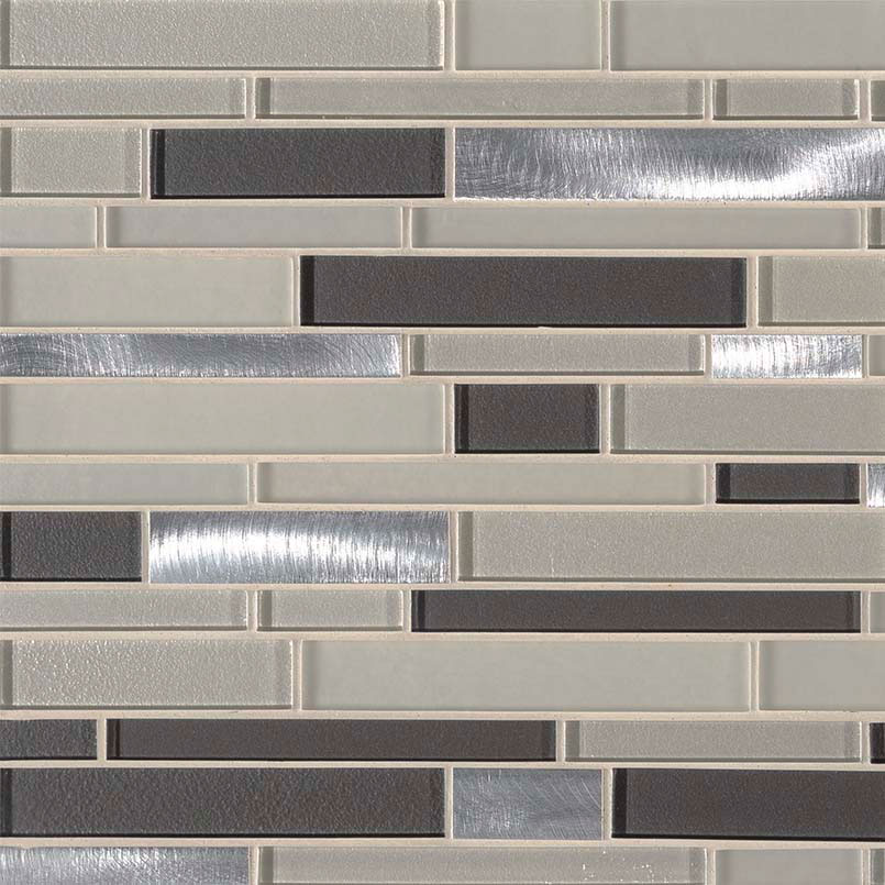 Glass Metal Mosaic sheet tile in Urbanka Interlocking