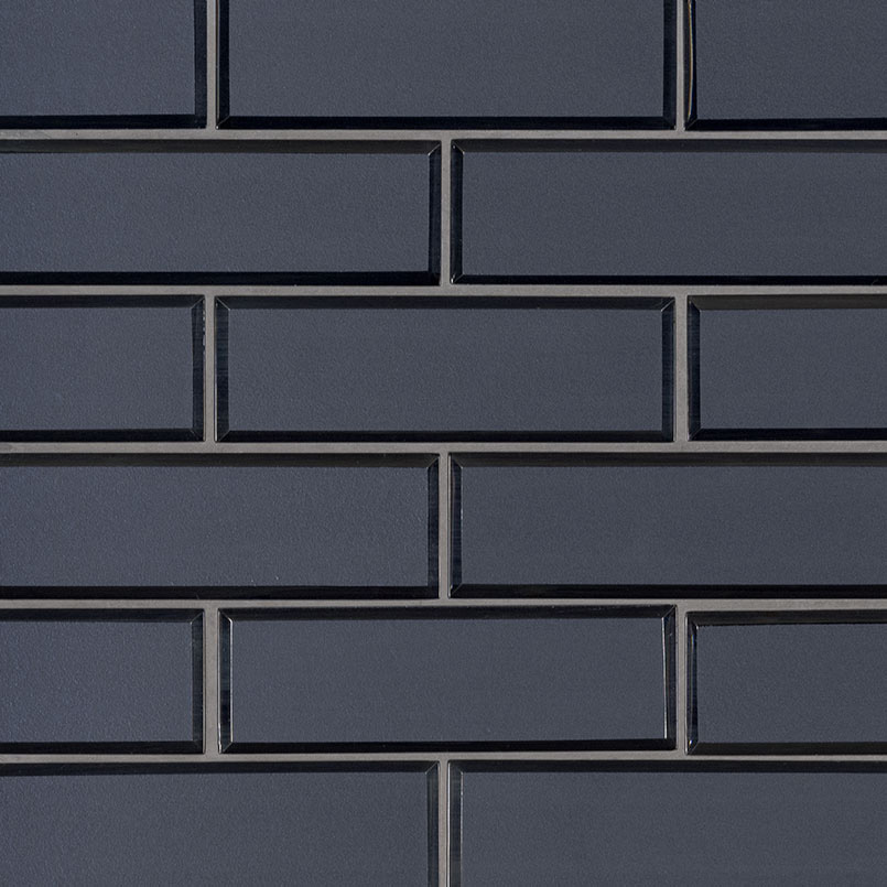 Glass Mosaic sheet tile in Vague Blue Subway