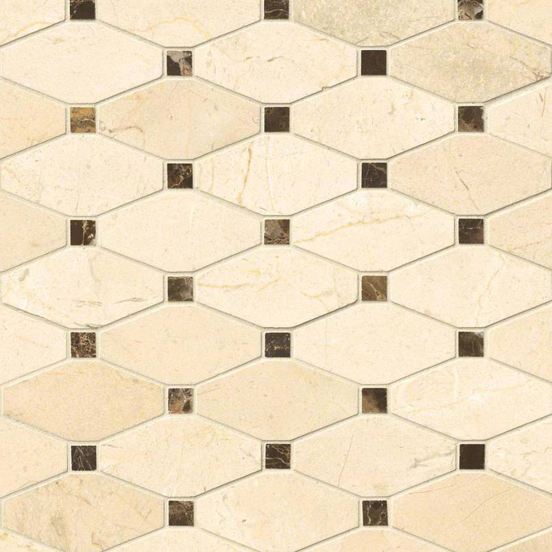Marble Mosaic sheet tile in Valencia Blend Elongated Octagon