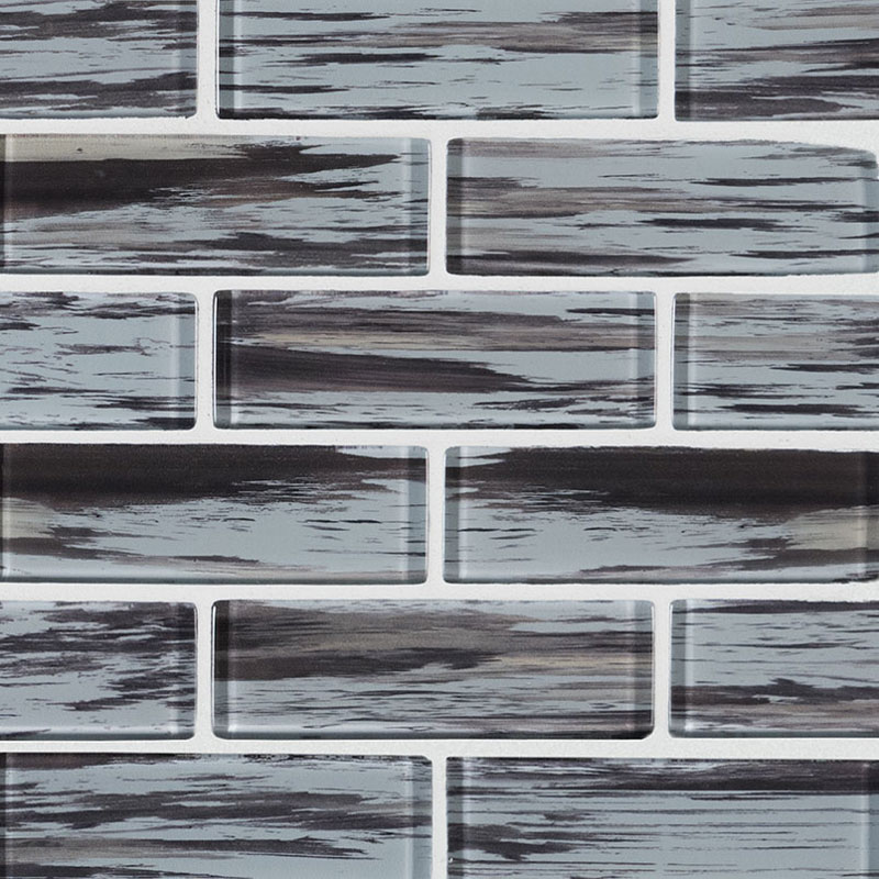 Glass Mosaic sheet tile in Verde 2x6 Subway
