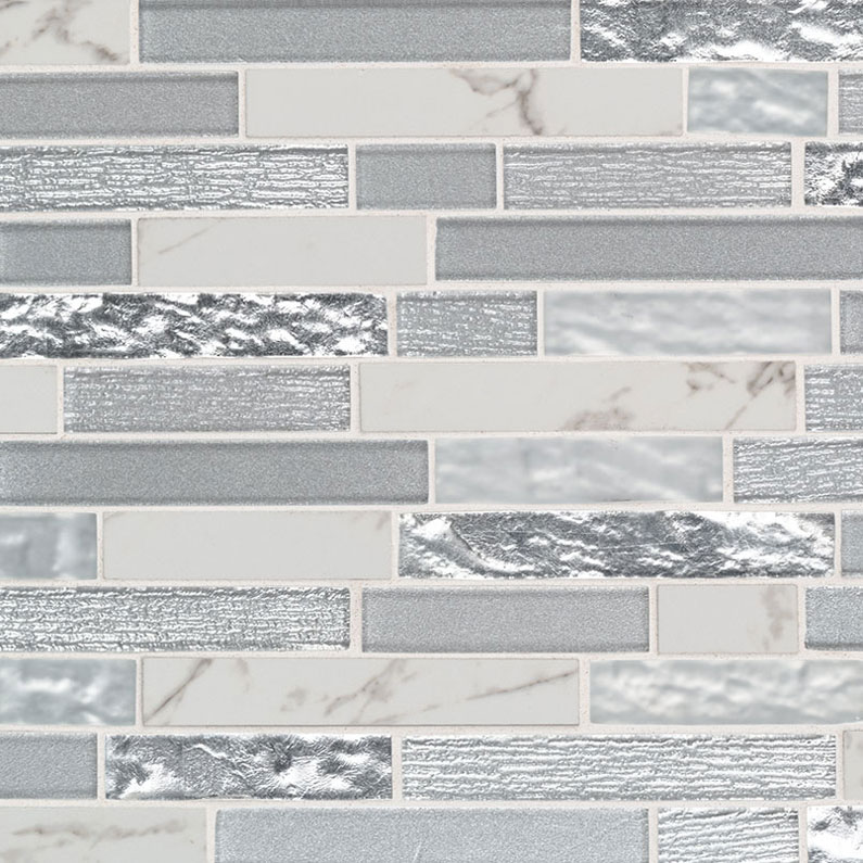 Porcelain Glass Mosaic sheet tile in Whistler Ice Interlocking