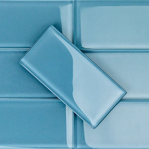 Crystal Blue Gray 3x6 Polished Glass Tile