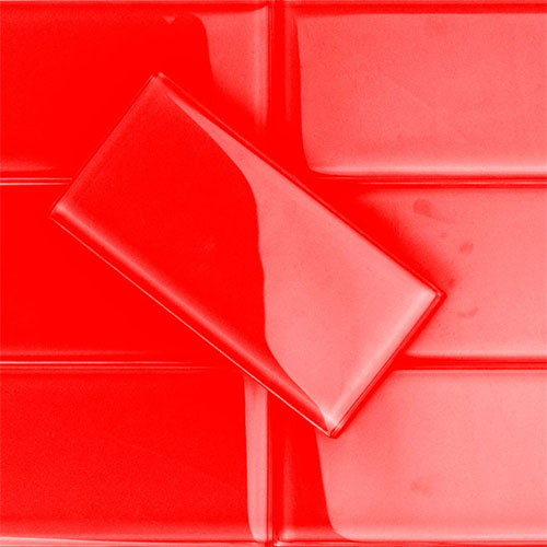 Crystal Fire Red 3x6 Polished Glass Tile