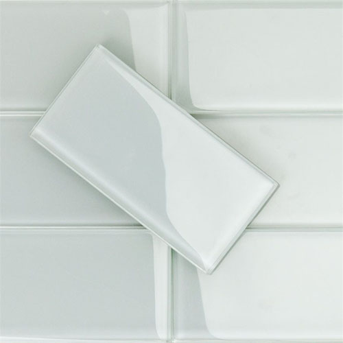 Crystal Natural White 3x6 Polished Glass Tile