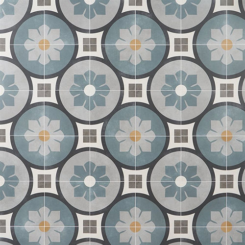 Dhar Bloom Blue 9x9 Porcelain Tile
