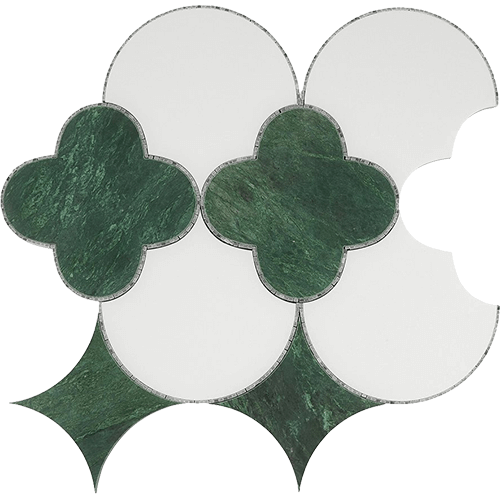 Fiore Verde- Verde Green, Crystal Tech & Burlington Line Marble Tile