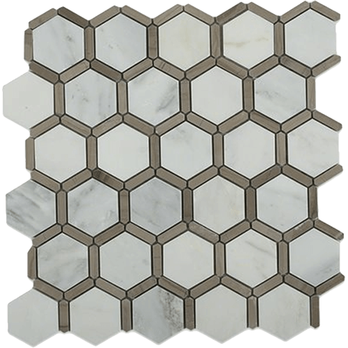 Honey Comb Asian Stat. W Athens Gray Line Marble Tile