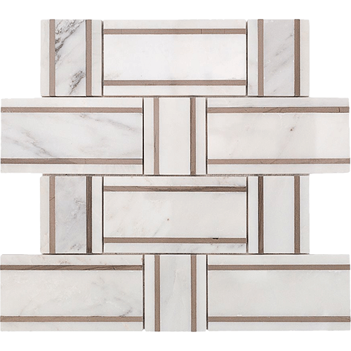 Interlace Asian Statuary and Athens Gray Marble Tile