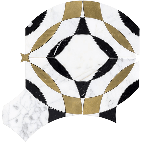 Kaleidoscope Collection - MAGNIFIQUE -Calacatta, Nero and Brass Marble Tile