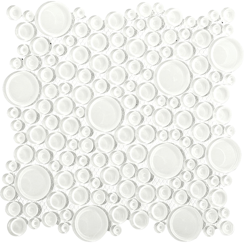 Loft Super White Circles All Glass Tile