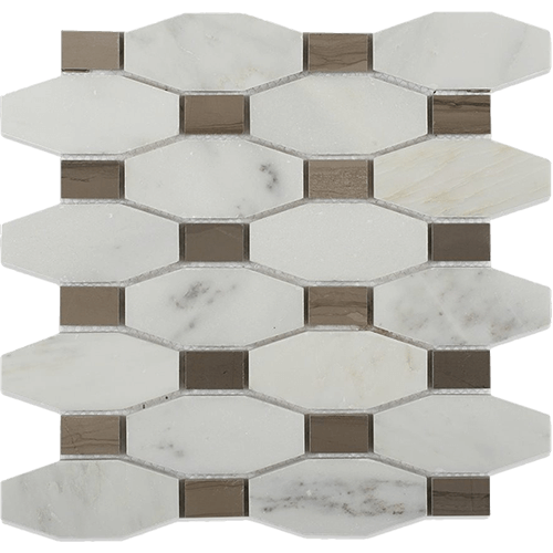 Long Octagon Asian Stat W/Athens Gray Dot Marble Tile
