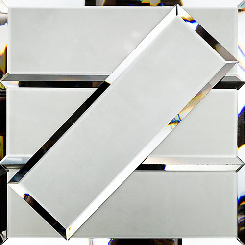 Mirror Dark Gray 4x12 Beveled - Frosted Surface Polished Edges Glass Tile