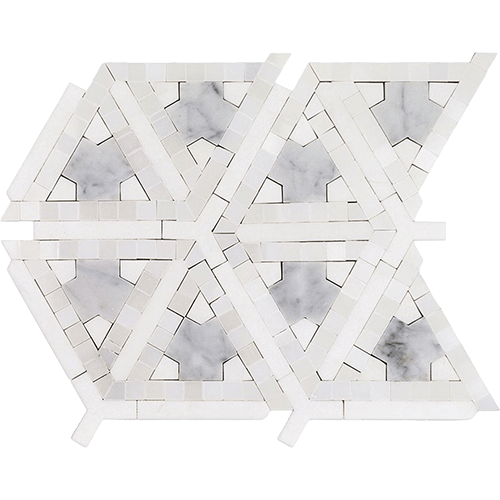 MJ Nibiru- White Thassos Honed, White Carrara Honed and Royal White Polished Marble Tile