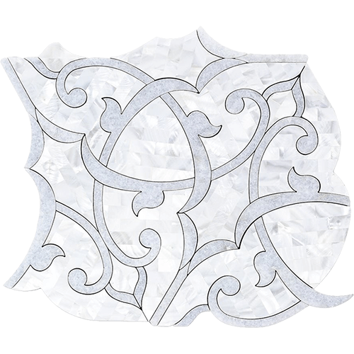 MJ Shambhala- Mother of Pearl and Blue Celeste Polished Marble Tile