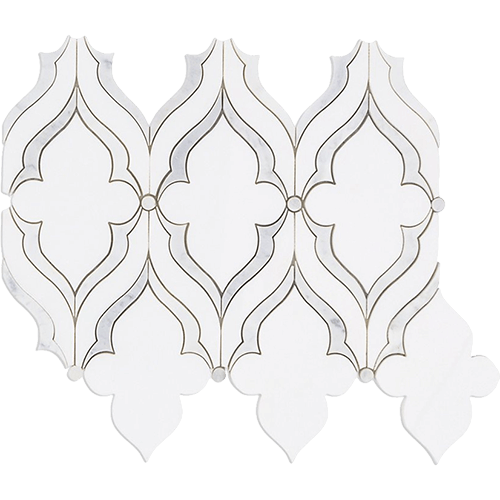 MJ Viola - Whiite Thassos with White Carrara Lines Marble Tile