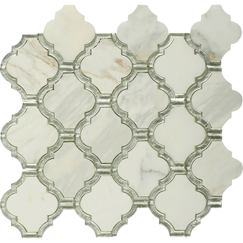 Mosaic Jet Vienna Calacatta Gold with Murano Leaf Marble Tile