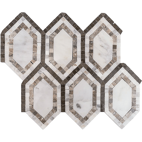 New Era Asian Long Hexagon With Temple Gray, Asian, Lagos Stone Tile