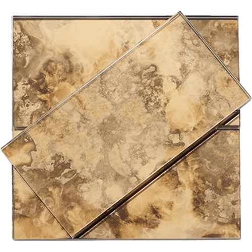Old World Antique Mirror Oro 3x6 Glass Tile