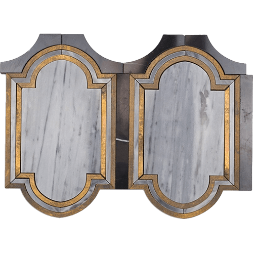 Ornato Series- Messina- Bardiglio, Brass and Black Jade Marble Tile