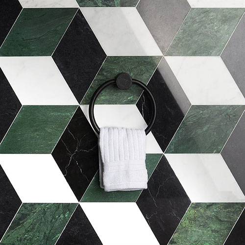 soh-pari-verde-nero-dark-green-carrara-polished-2 Pari Verde- Nero, Dark Green and Carrara Polished Marble Tile