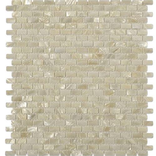 Pearl White Flat Mini Brick Shell Tile