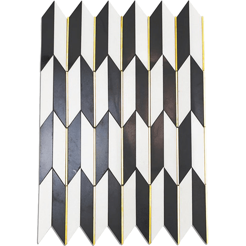 Polarized Brass Line w/ White Thassos & Nero Marquina Metal Tile