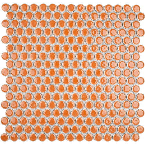 Simple 2.0 Rimmed Tangerine Penny Rounds Porcelain Tile