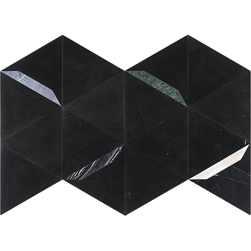 Wunder Nero Gem- Nero Marquina with Multicolor Lines Marble Tile