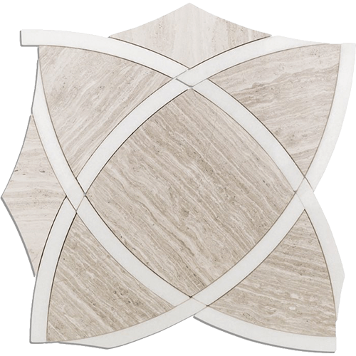 Zephyr Series - Woodenbeige and White Thassos Line Marble Tile