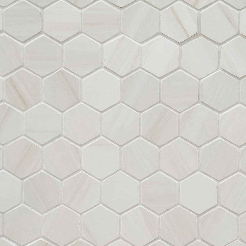 Porcelain Mosaic sheet tile in Eden Dolomite 2x2 Hexagon