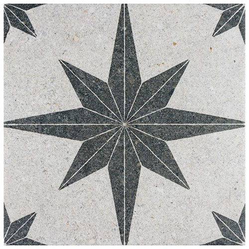 Compass Star White Stone 8"x8" Porcelain Tile