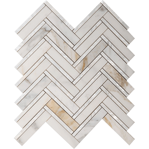 Diana Herringbone Calacatta 11 x 11.75 Glass Tile
