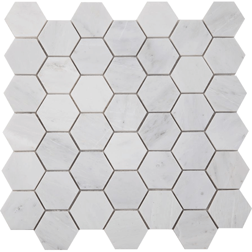 Hexagon Snow White Honed 2 x 2 11.75 x 12 Marble Tile