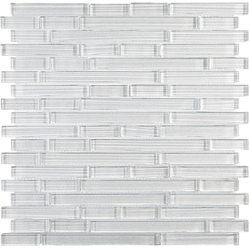 Linear Silver White 11.75 x 12 Glass Tile