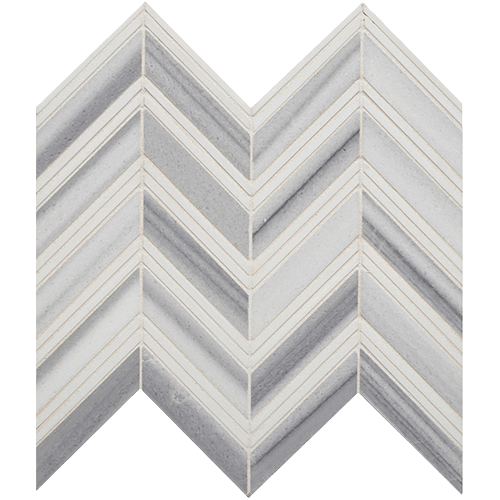 Chevron Grey Polished Mesh Marble Tile