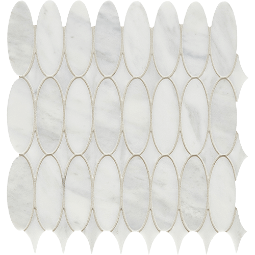 CS Calacatta Gris Honed Oval Mesh Marble Tile