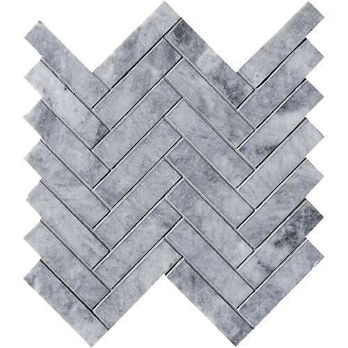 CS Deep Blue Honed Herringbone Mesh Marble Tile
