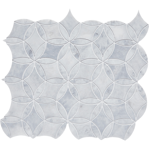 CS Sky Blue Honed Flower Mesh Marble Tile