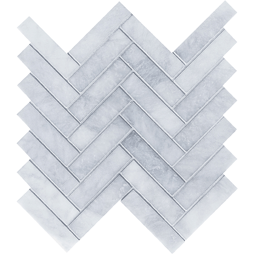 CS Sky Blue Honed Herringbone Mesh Marble Tile