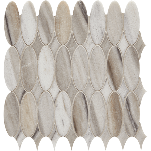 CS Skyline Honed Oval Mesh Marble Tile
