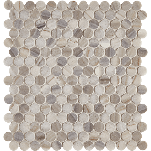 CS Skyline Honed Penny Round Mesh Marble Tile