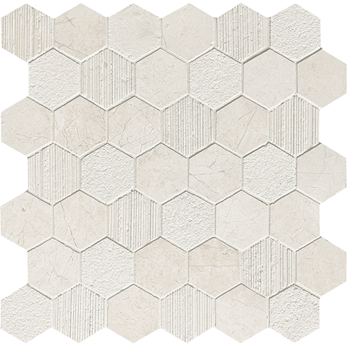 CS Terra Nova Multi Finish 2 x 2 Hex Mesh Marble Tile