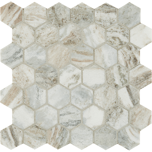 Fantasy Brown Honed 2 x 2 Hex Mesh Marble Tile