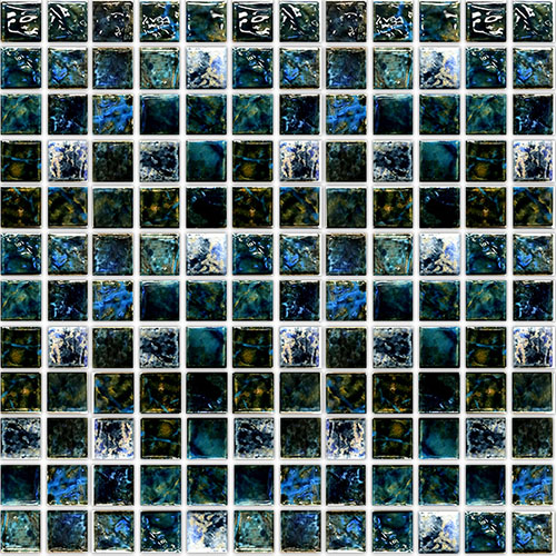 Saga 1 x 1 Blue Blend Mosaic Tile