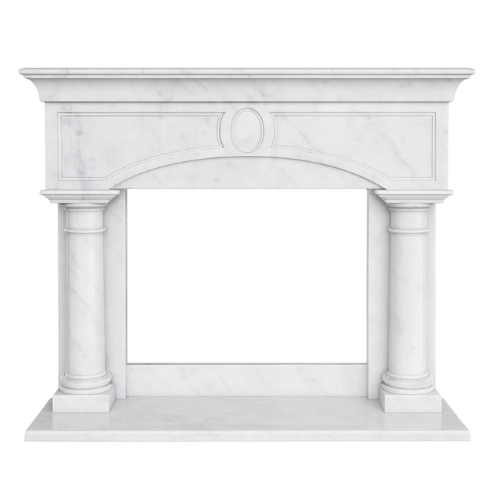 Custom #28 Fireplace-White Marble